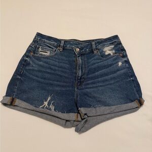 American Eagle Outfitters Dark Blue Distressed Jean Shorts